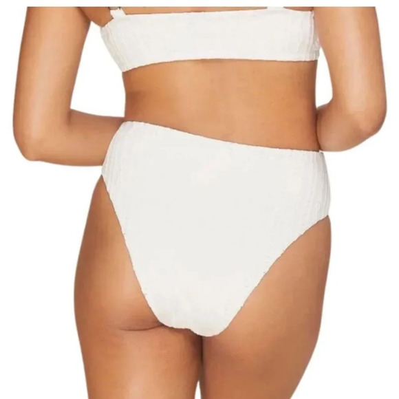 Andie Bikini Set Delray Top 90s High Waisted Bottom Bikini blue cream sz XS NWT - Picture 3 of 13